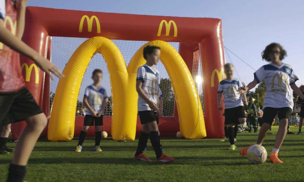 McDonald's enjoys the brand activation qualities of inflatable sports games for the positive association between their brand and a healthy lifestyle.
