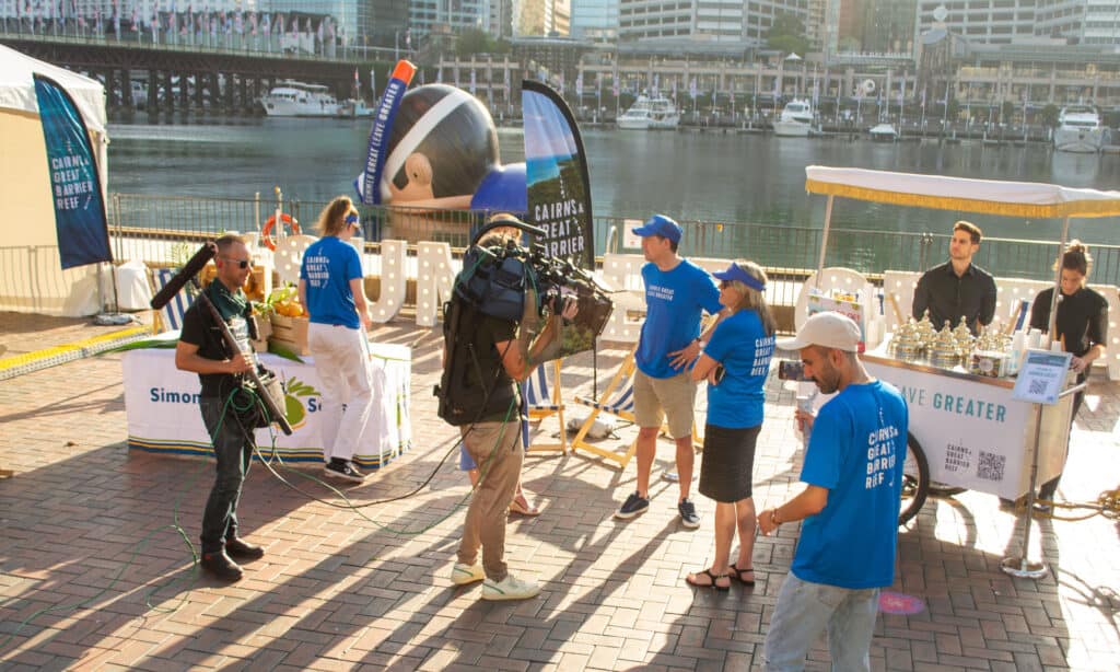 The idea proposed by Black Raven Media was to have a tropical-themed shape float in Sydney's Darling Harbour and create hype for the travel campaign.