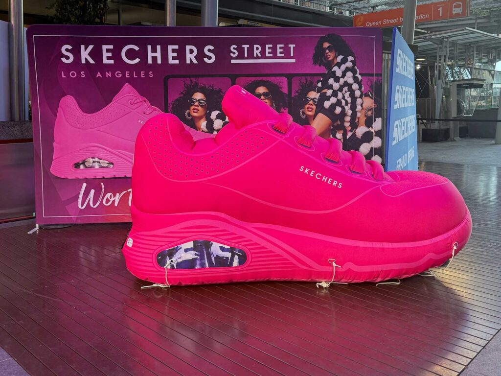 Exhibition designers uses Inflatable Shoe replica for inflatable advertising